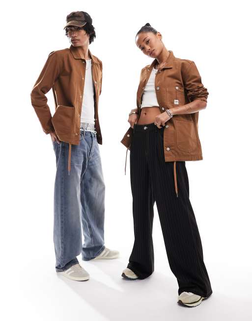 Lee unisex workwear coach jacket relaxed fit in brown | ASOS