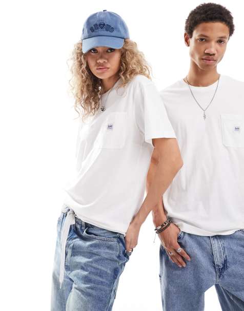 Lee unisex workwear label pocket t-shirt relaxed fit in ecru - view 1