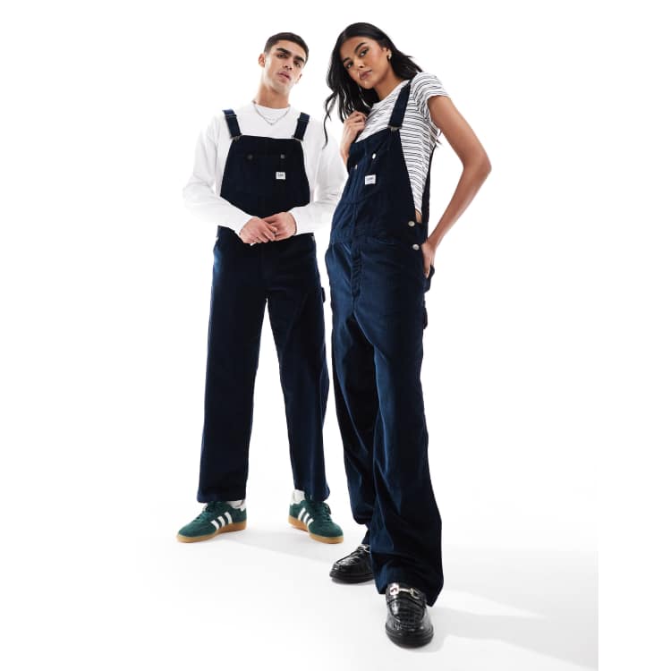 Lee unisex workwear relaxed fit cord dungarees in navy | ASOS