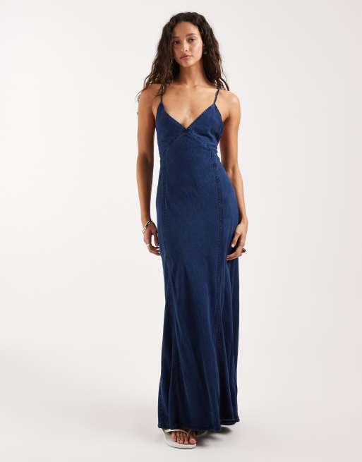 Lee v-neck midi dress in indigo , 2 of 4