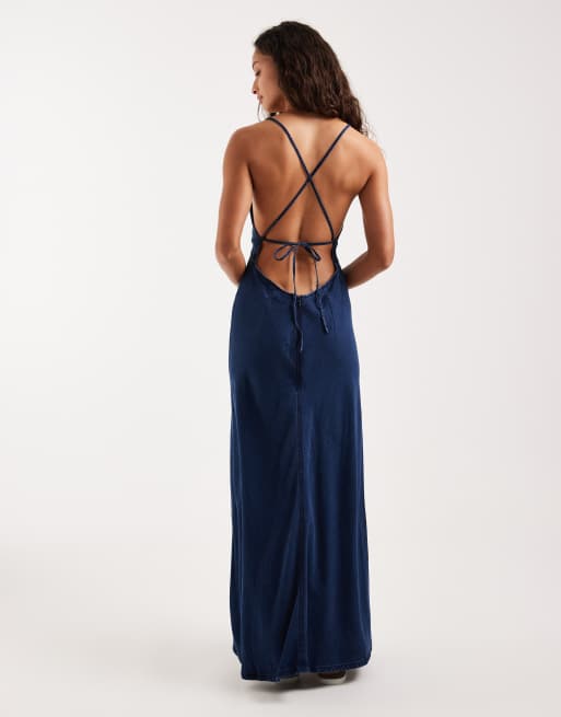 Lee v-neck midi dress in indigo , 4 of 4