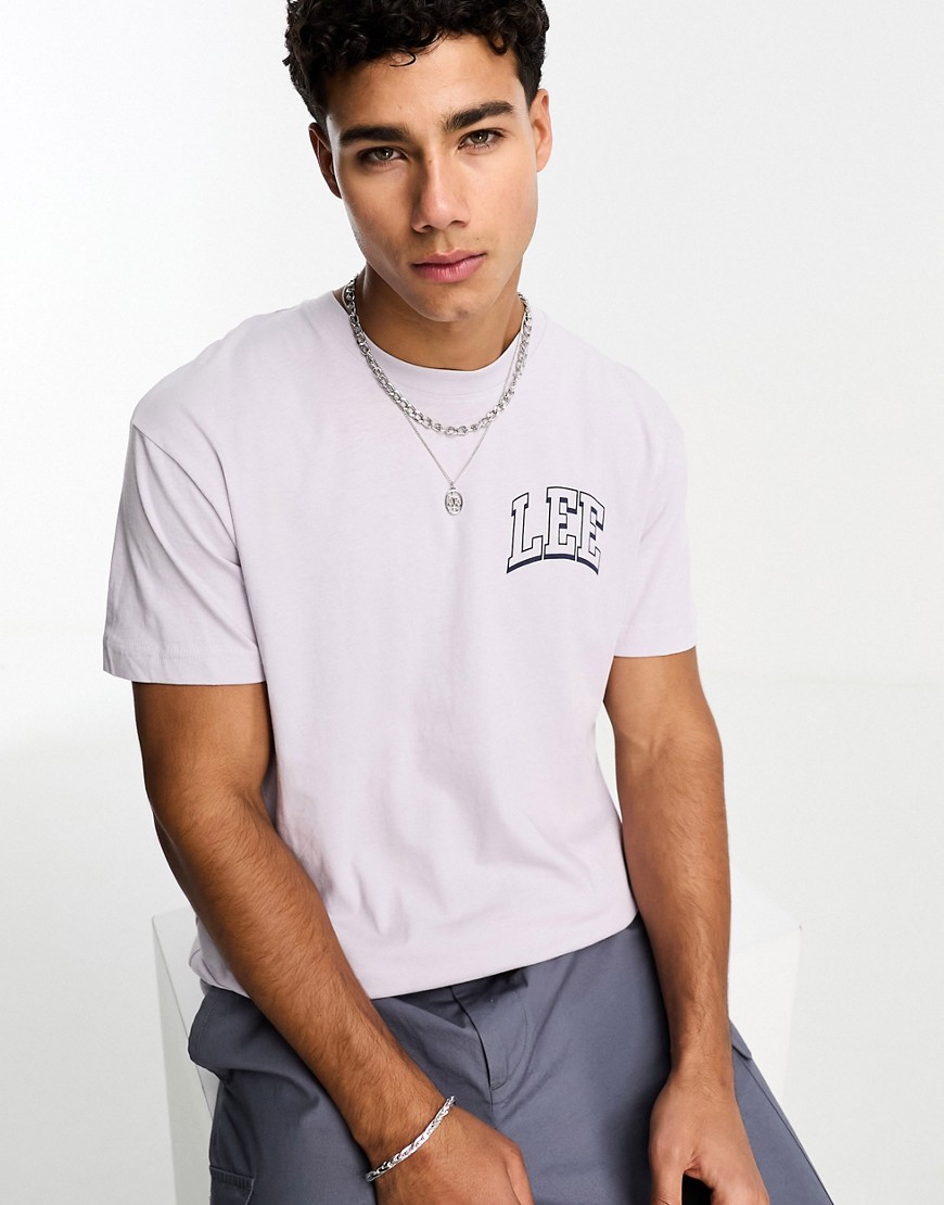 Lee varsity jersey tee in lilac-White
