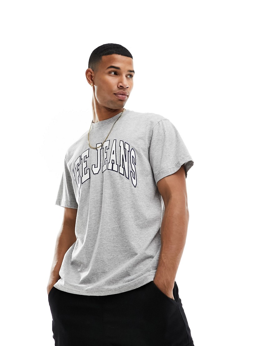 Lee varsity large logo relaxed fit t-shirt in grey marl