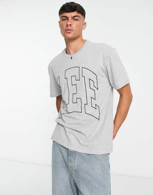 Lee varsity logo loose fit t-shirt in grey marl