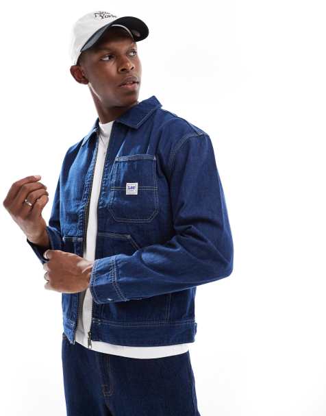 Lee - Veste en jean zippée style workwear - Bleu délavé foncé - view 1