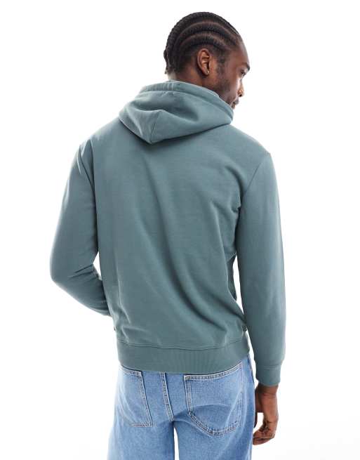 Lee wavy embroidered logo hoodie in mid green, 2 of 4