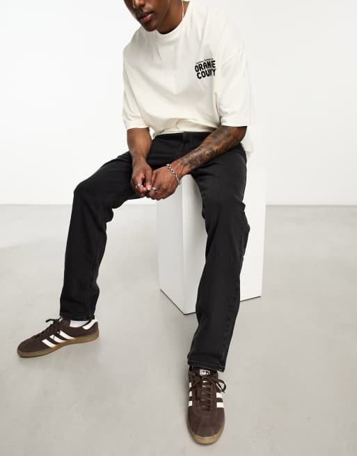 Lee – West – Locker geschnittene Jeans in Dunkelgrau