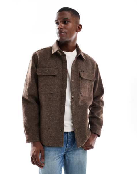 Lee wool blend brushed overshirt in brown