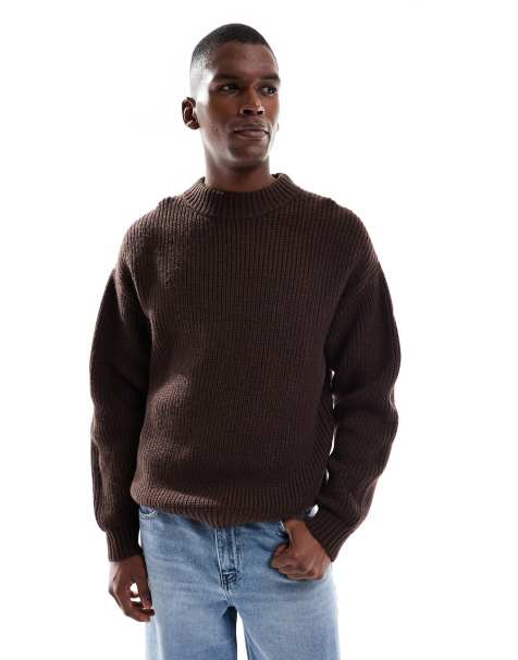 Lee wool blend chunky knit jumper in brown - view 1