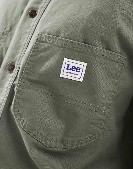 Lee - Workerwear - Camicia giacca unisex comoda verde oliva con etichetta, 3 di 4