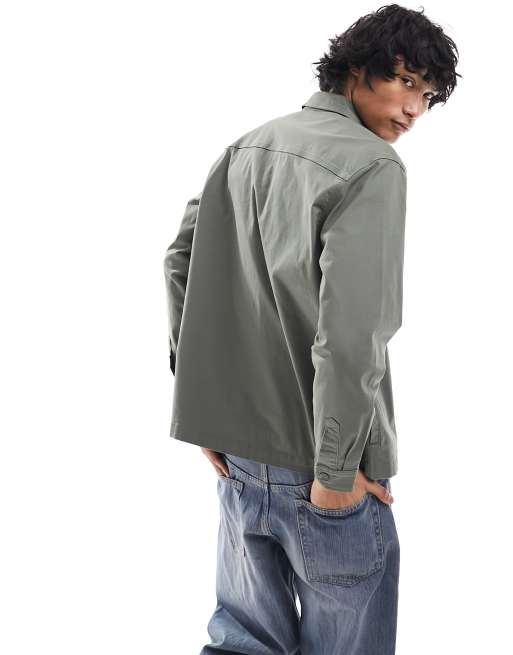 Lee – Workerwear – Unisex-Hemdjacke in Olivgrün mit lockerem Schnitt und Etikett, 2 von 4