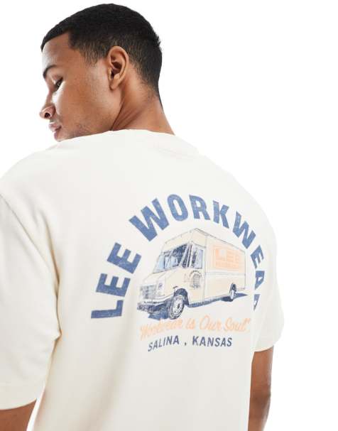 Lee workwear back print t-shirt in ecru - view 1