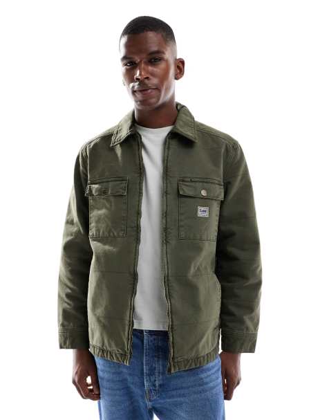 Lee workwear canvas quilted jacket in green - view 1