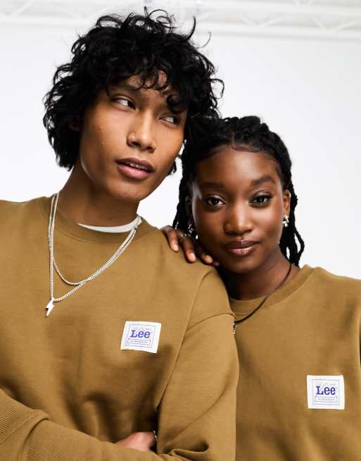 Lee - Workwear Capsule - Felpa unisex color cuoio vestibilità comoda con etichetta con logo