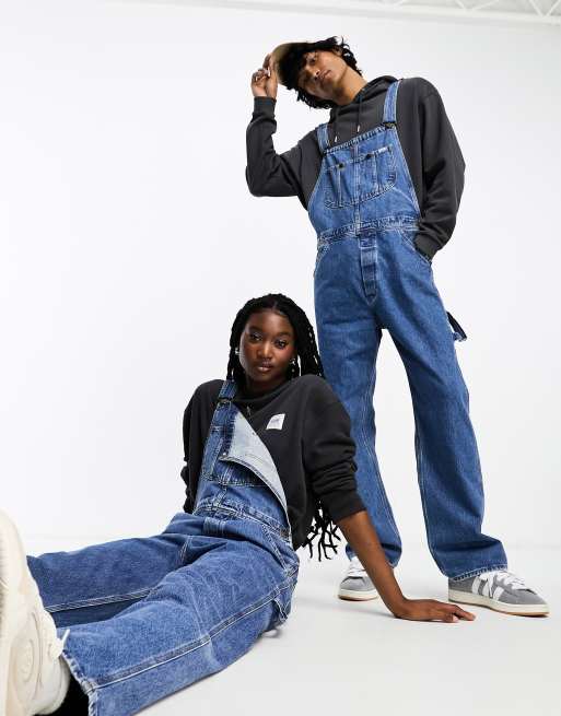 Lee - Workwear Capsule - Uniseks tuinbroek met rechte pasvorm in mid-wash blauw