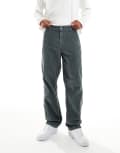 [Lee] Lee workwear cord carpenter pants in grey W34 L32 Metal Grey