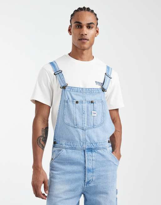 Lee workwear denim dungarees in light blue, 2 of 5