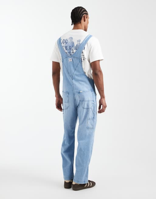 Lee workwear denim dungarees in light blue, 3 of 5