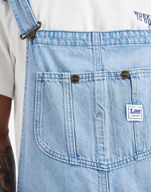 Lee workwear denim dungarees in light blue, 5 of 5