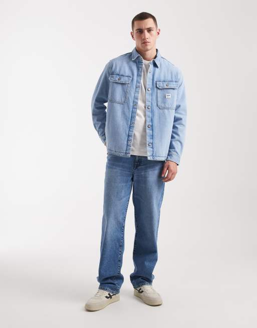 Lee workwear denim overshirt in light wash, 2 of 6
