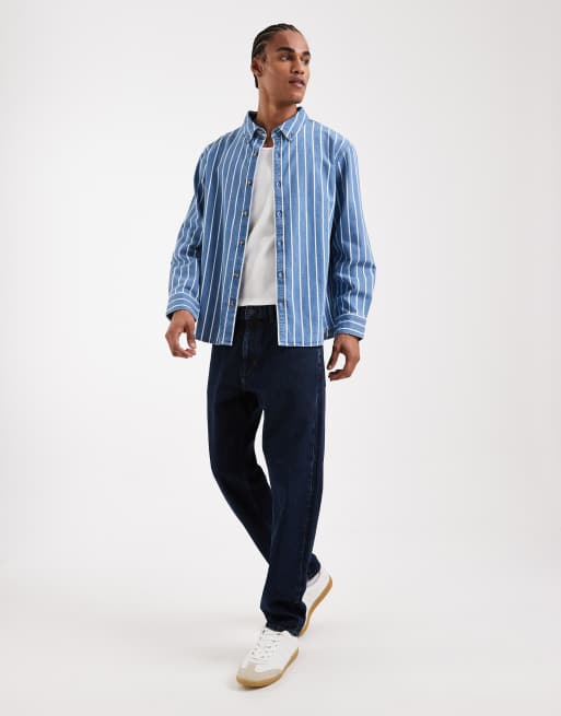 Lee workwear denim overshirt in pinstripe blue, 2 of 6