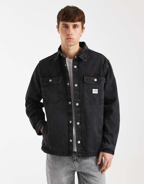 Lee workwear denim overshirt in washed black - view 1