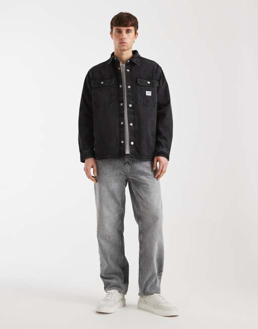 Lee workwear denim overshirt in washed black, 2 of 5