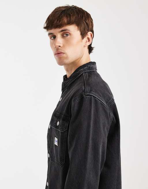 Lee workwear denim overshirt in washed black, 4 of 5
