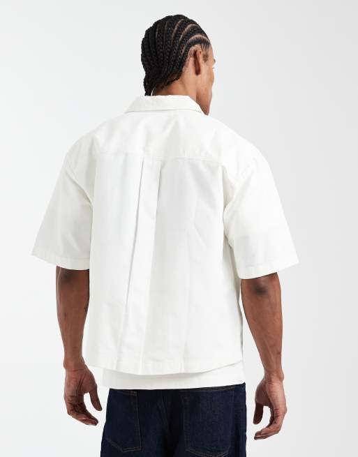 Lee workwear denim short sleeve overshirt in bright white | ASOS