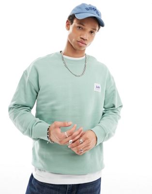 Lee workwear label logo sweatshirt relaxed fit in light green