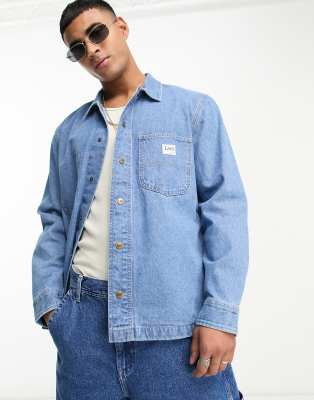 Lee workwear loose fit denim overshirt in mid wash CO-ORD | ASOS