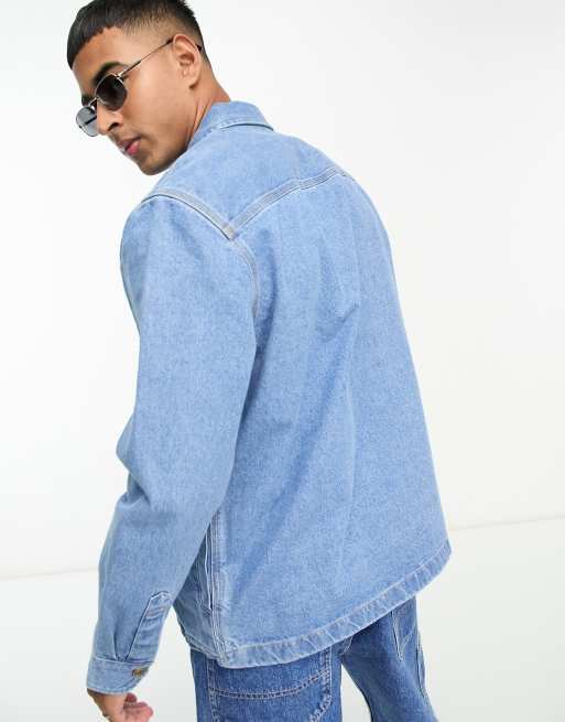 Lee workwear loose fit denim overshirt in mid wash CO-ORD, 2 of 4