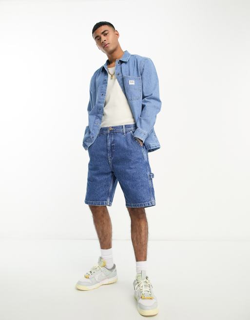 Lee workwear loose fit denim overshirt in mid wash CO-ORD, 3 of 4