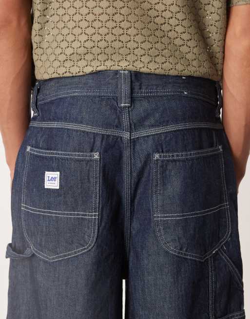 Lee – Workwear – Mörkblå jeansshorts i skaterstil med snickardetaljer, 5 av 5