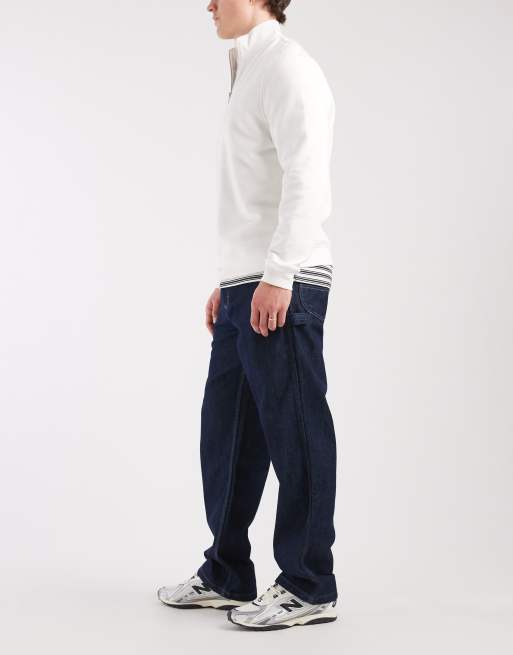 Lee – Workwear – Mörkblå, tvättade snickarjeans med vida ben, 3 av 5