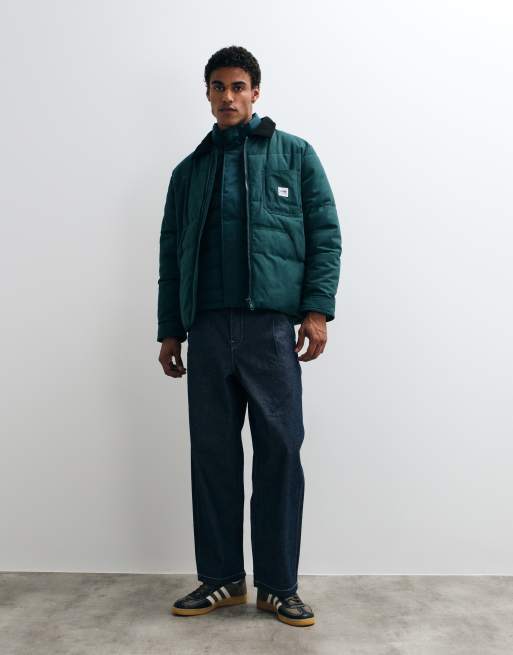 Lee workwear puffer jacket in green with contrast collar , 4 of 5