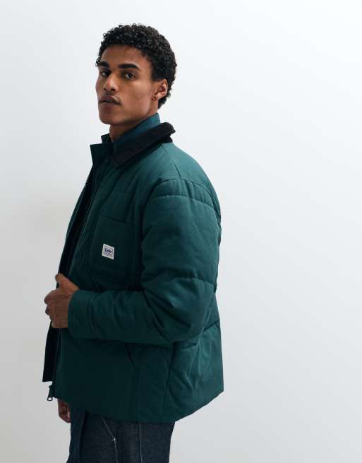 Lee workwear puffer jacket in green with contrast collar , 5 of 5