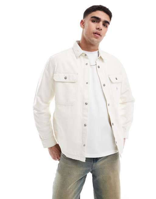Lee Workwear - Råhvid overskjorte i let stof i afslappet pasform
