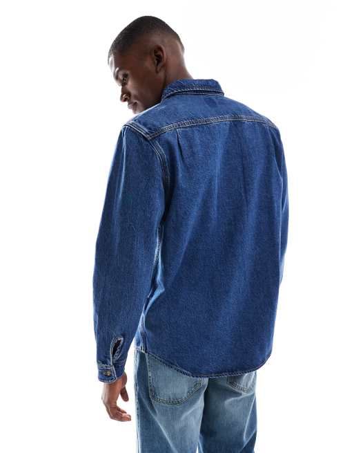 Lee workwear shirt in washed mid blue, 4 of 5