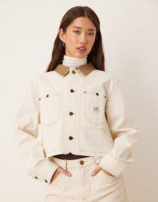 Lee x Crayola - Chore-Jacke mit Cropped-Schnitt in Ecru, Kombiteil-Weiß