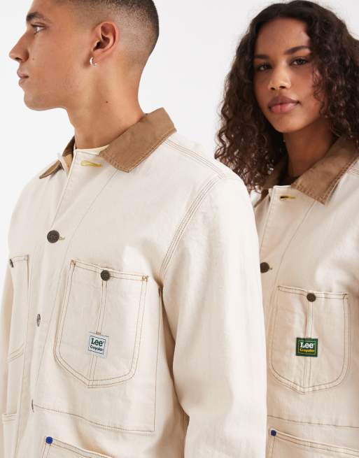 Lee x Crayola – Chore – Naturvit, klassisk kappa i unisex-modell, del av set, 2 av 4
