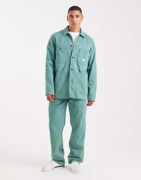 Lee x Crayola coat and jeans set in dark green stripe - view 1