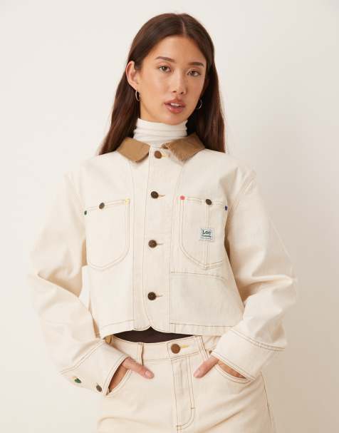 Lee x Crayola - Cropped chore-jack in ecru, deel van co-ord set - view 1