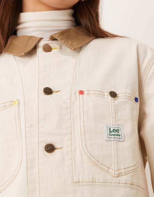 Lee x Crayola cropped chore jacket co-ord in ecru | ASOS