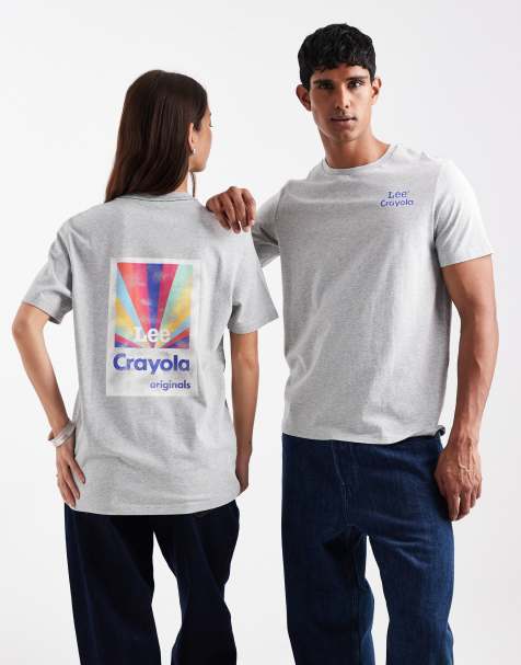 Lee x Crayola – Grå t-shirt i unisex-modell med tryck baktill - view 1