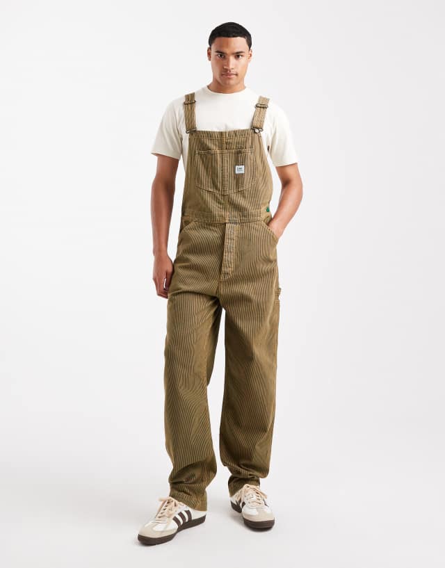 Lee x Crayola relaxed workwear overall in umber overdye stripe | ASOS