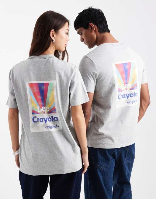 Lee x Crayola - Uniseks T-shirt met print op de achterkant in grijs, 3 van 4