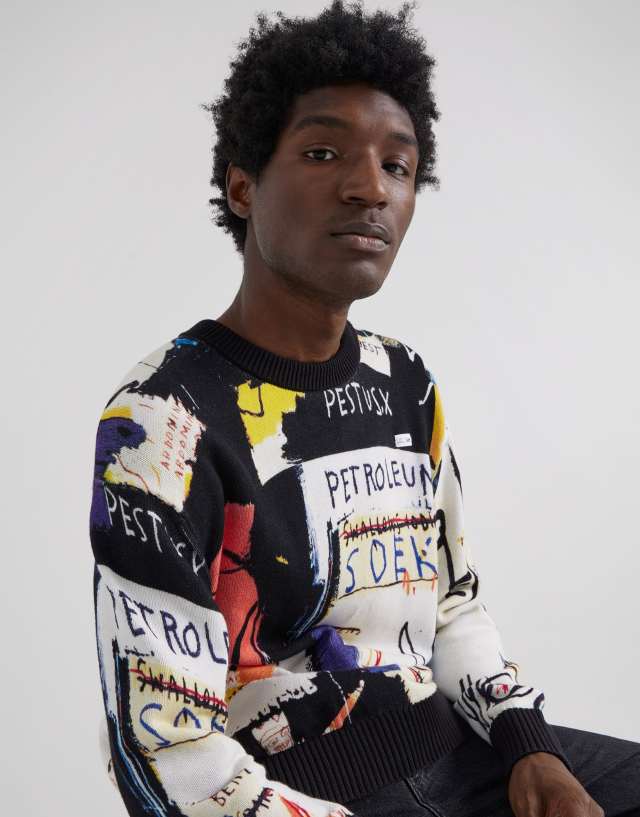 Lee - x jean-michael basquiat capsule all over artwork print sweatshirt in black