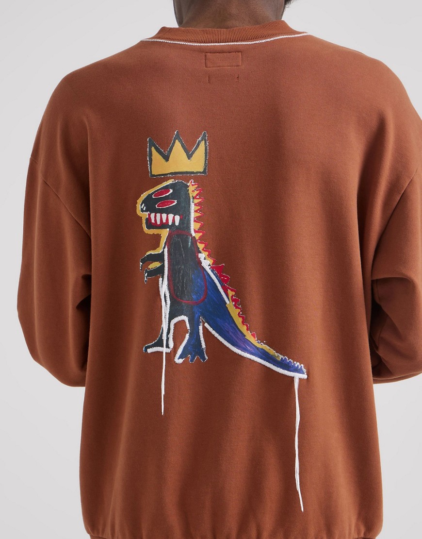 Lee x Jean-Michael Basquiat capsule back artwork print sweatshirt in brown