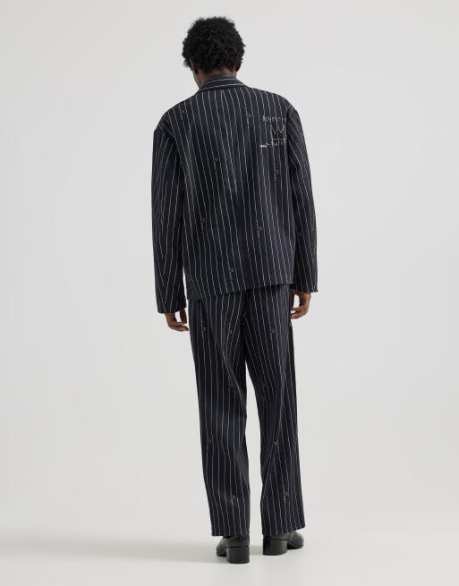Lee x Jean-Michael Basquiat – Capsule – Gestreifter Worker-Blazer in Schwarz, Kombiteil, 3 von 4